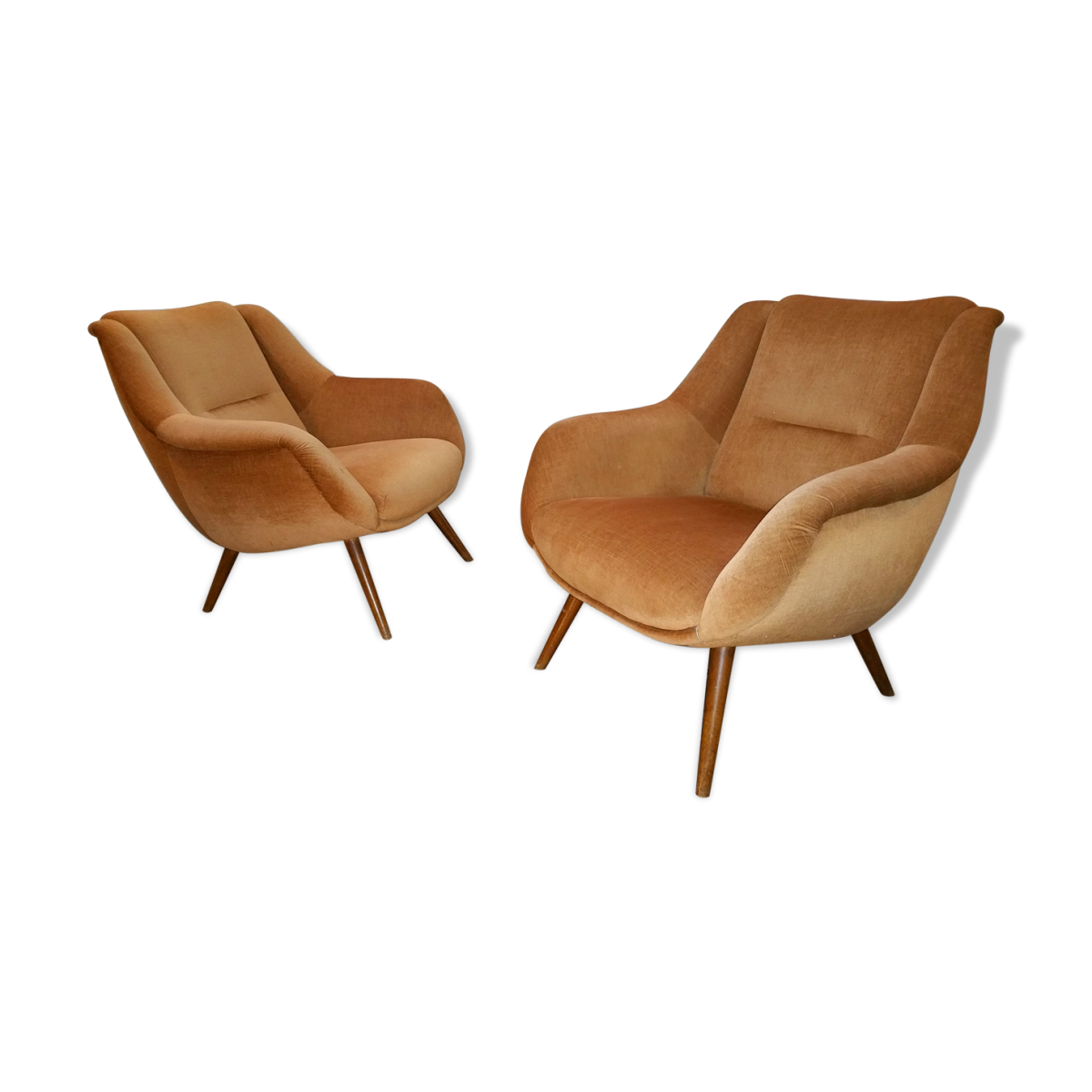 Armchair sculptural vintage 50s copper and restored