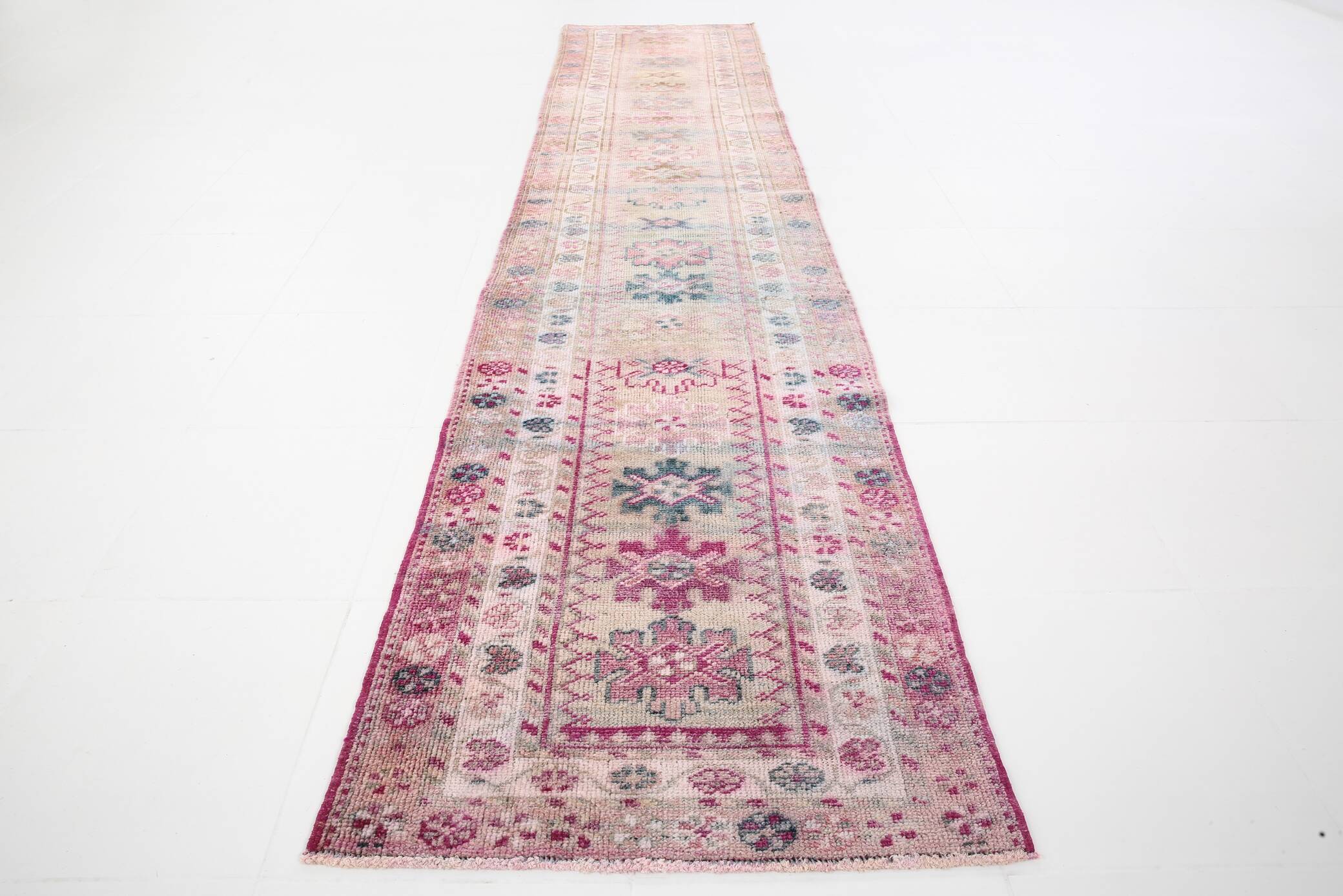 Shades of Pink Turkish Hallway Runner Rug, 78x360 Cm