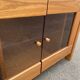 Glass-fronted Scandinavian oak sideboard from the 1980s.