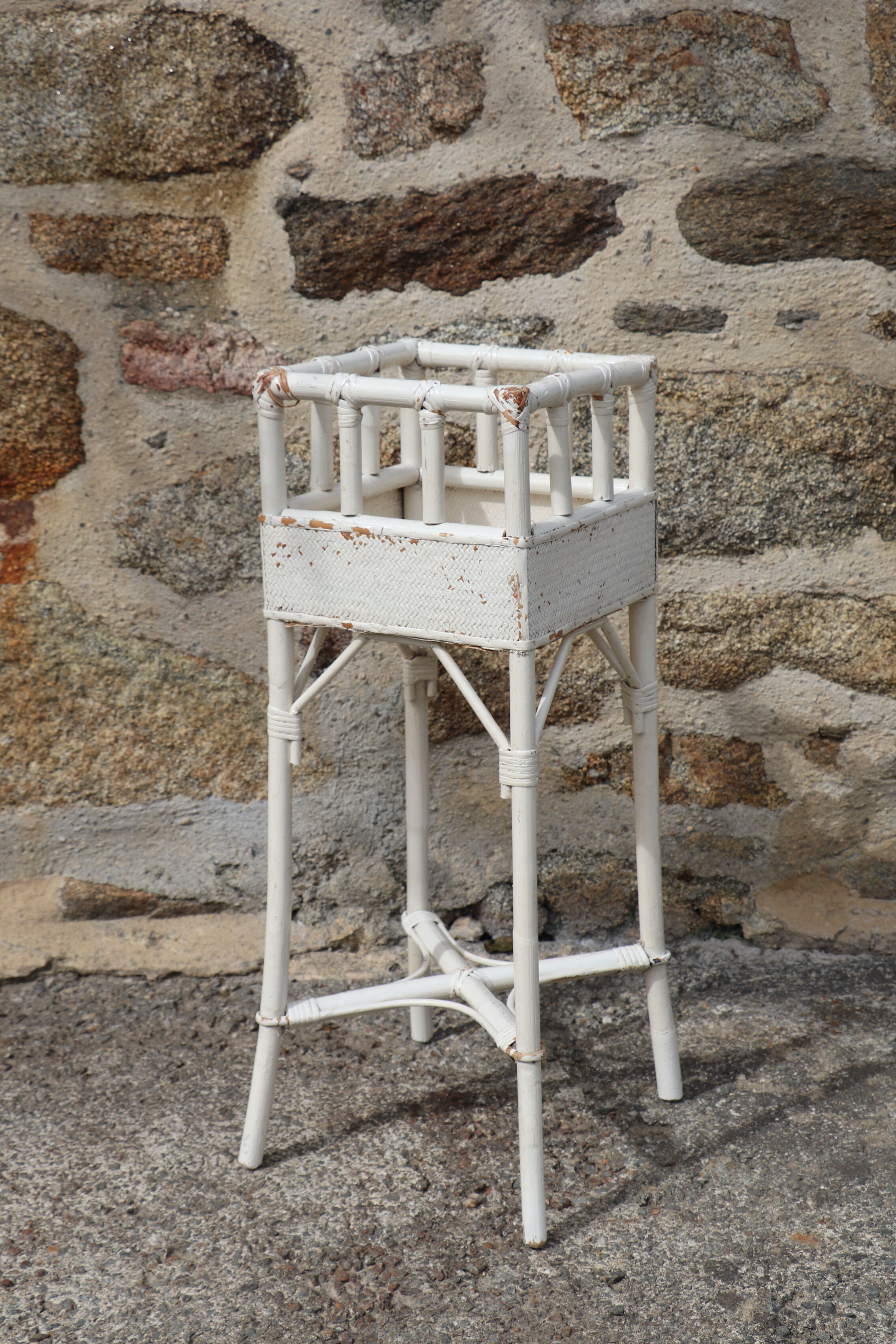 Rattan and wicker planter, 20th century