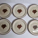 Set of 6 vintage plates in enameled stoneware with abstract decor "Thomas Germany", 26 cm