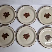 Ensemble de 6 assiettes vintage en grès émaillé décor abstrait "Thomas Germany", 26 cm