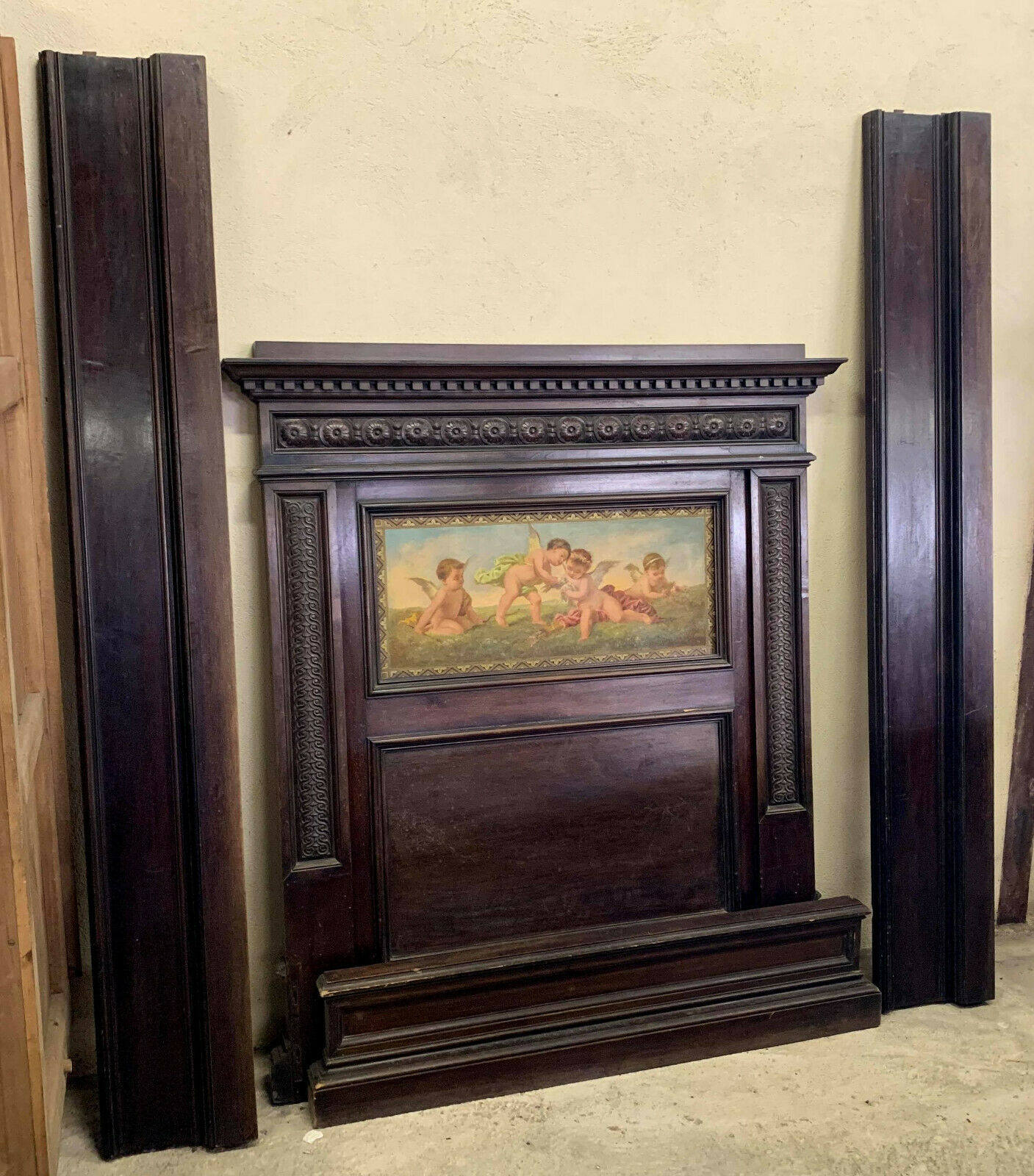 Romantic period center bed stamped walnut with brown patina circa 1860