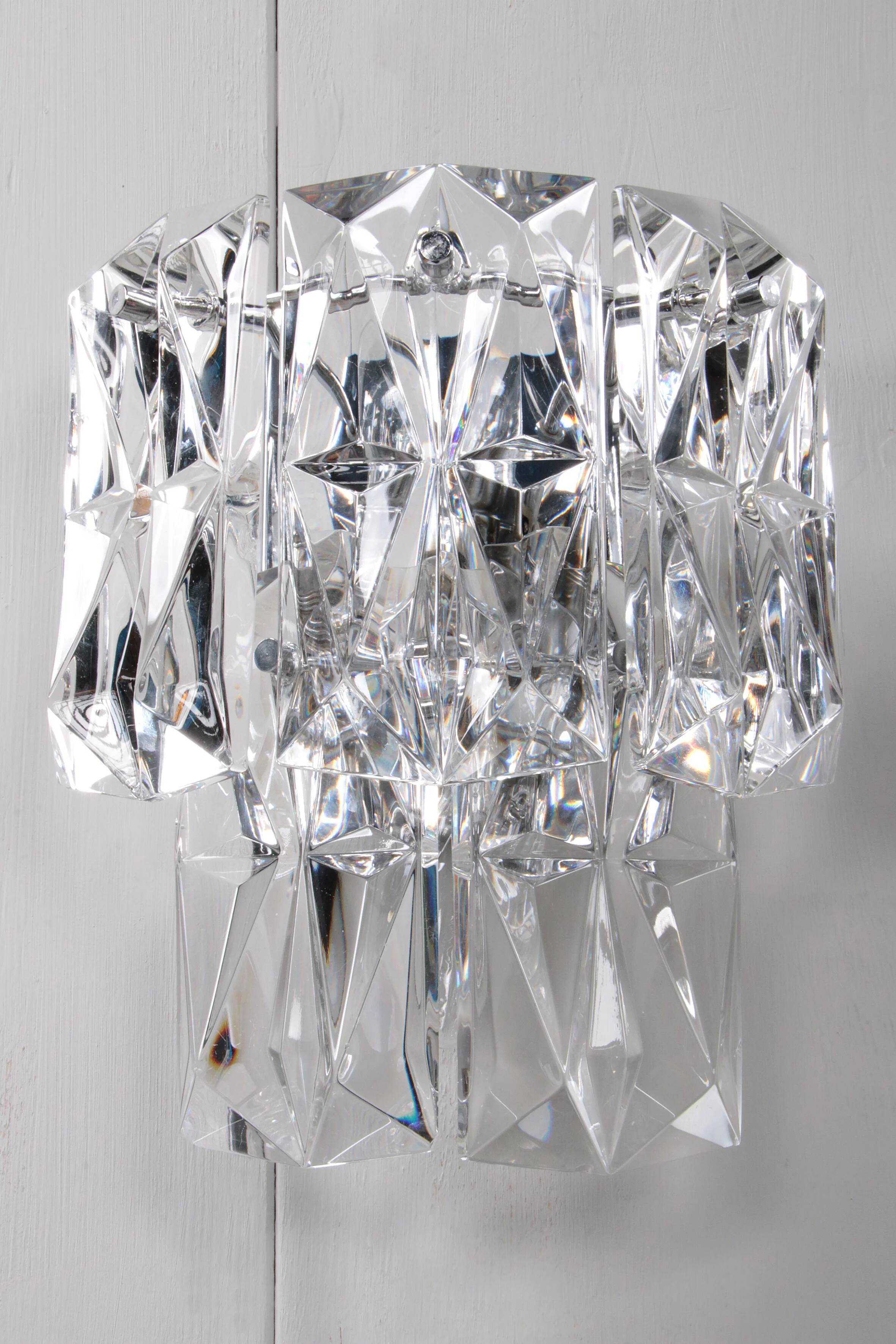 Rare 1960s Kinkeldey German crystal wall sconce 1960