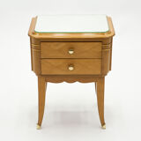 Paire de chevets en sycomore laiton miroir par Jean Pascaud 1940