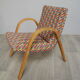 Pair of vintage wooden armchairs and harlequin fabric year 70