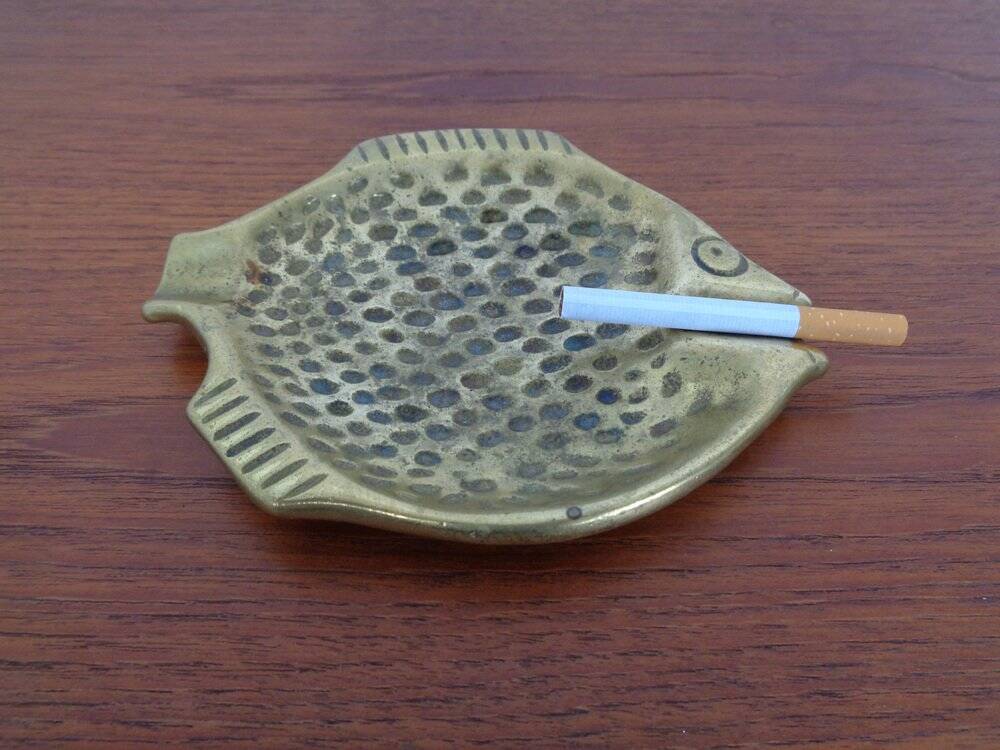 Brutalist Bronze Fish Ashtray, 1960s