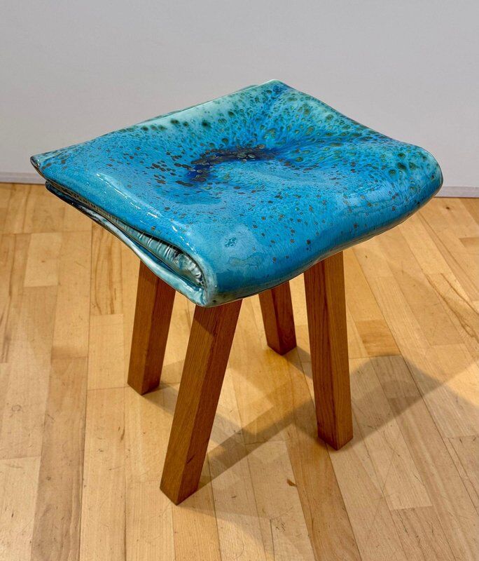 Stool in porcelain & oak by Judith van den Boom, Netherlands, 2012