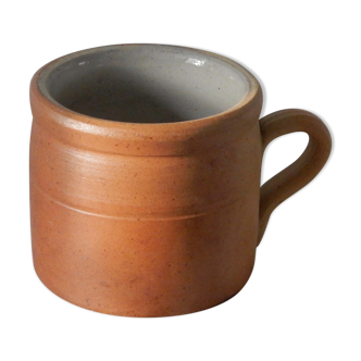 Pot à rillettes en grès poterie artisanale en terre cuite marron / pot à graisse