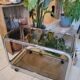 Vintage serving trolley in smoked glass and chrome metal