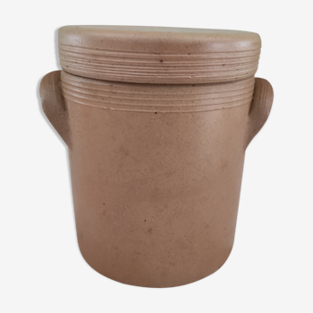 Stoneware jar or jar with lid 2 vintage handles