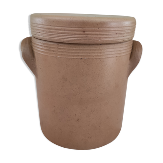 Stoneware jar or jar with lid 2 vintage handles