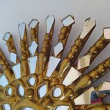 Golden wooden sun mirror 30cm