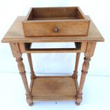 Console or side table in light oak stained massir wood