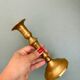 Set of 3 antique brass candle holders/candelabra.
