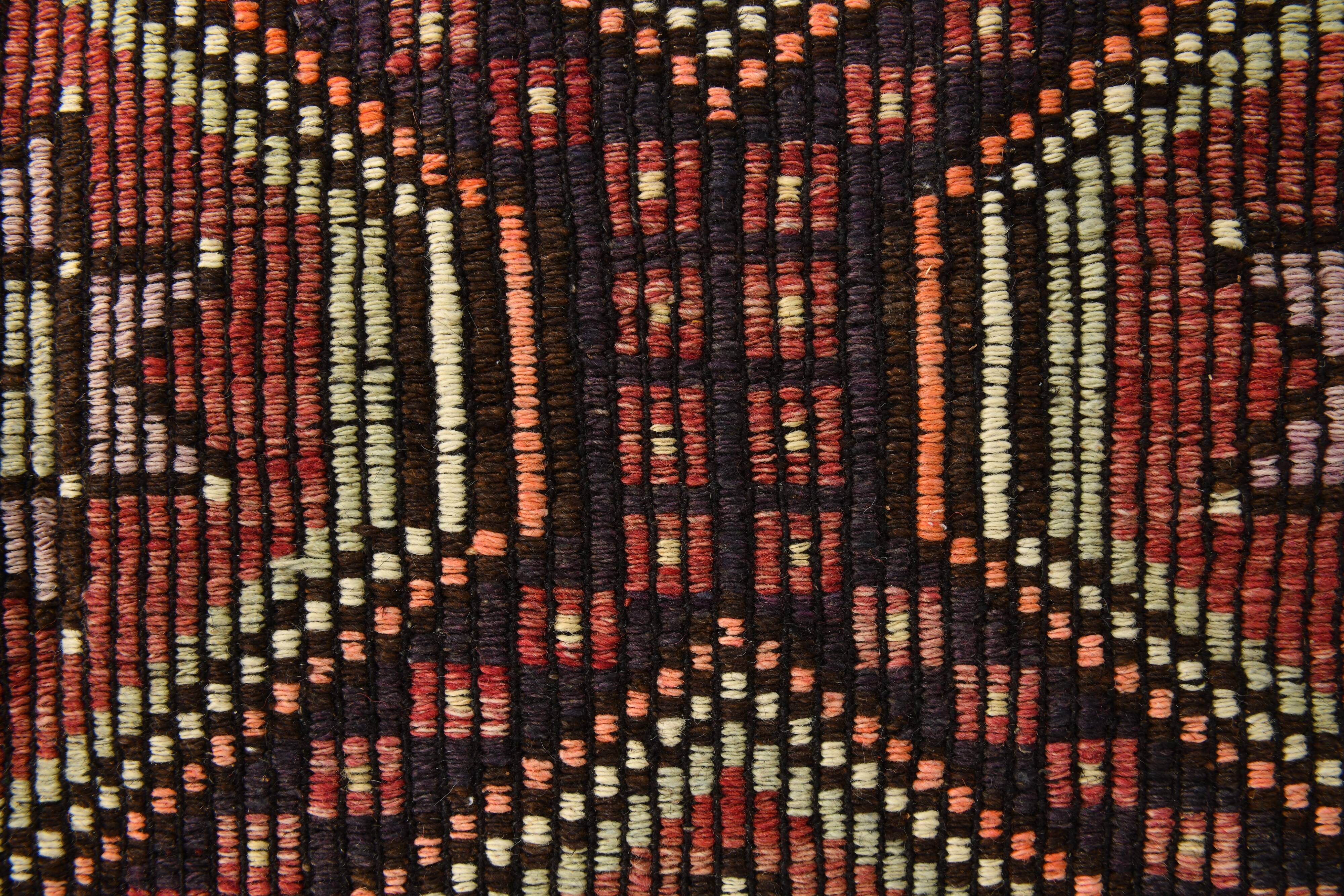 7x11 Kilim Dark Brown Large Area Handwoven Kilim Rug, 218x320 Cm