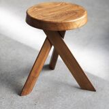 Elm wood stool 'S31' by Pierre Chapo, France, 1974