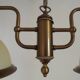 French Mid Century Bronze Effect Metal Double Billiard Light Glass Shades
