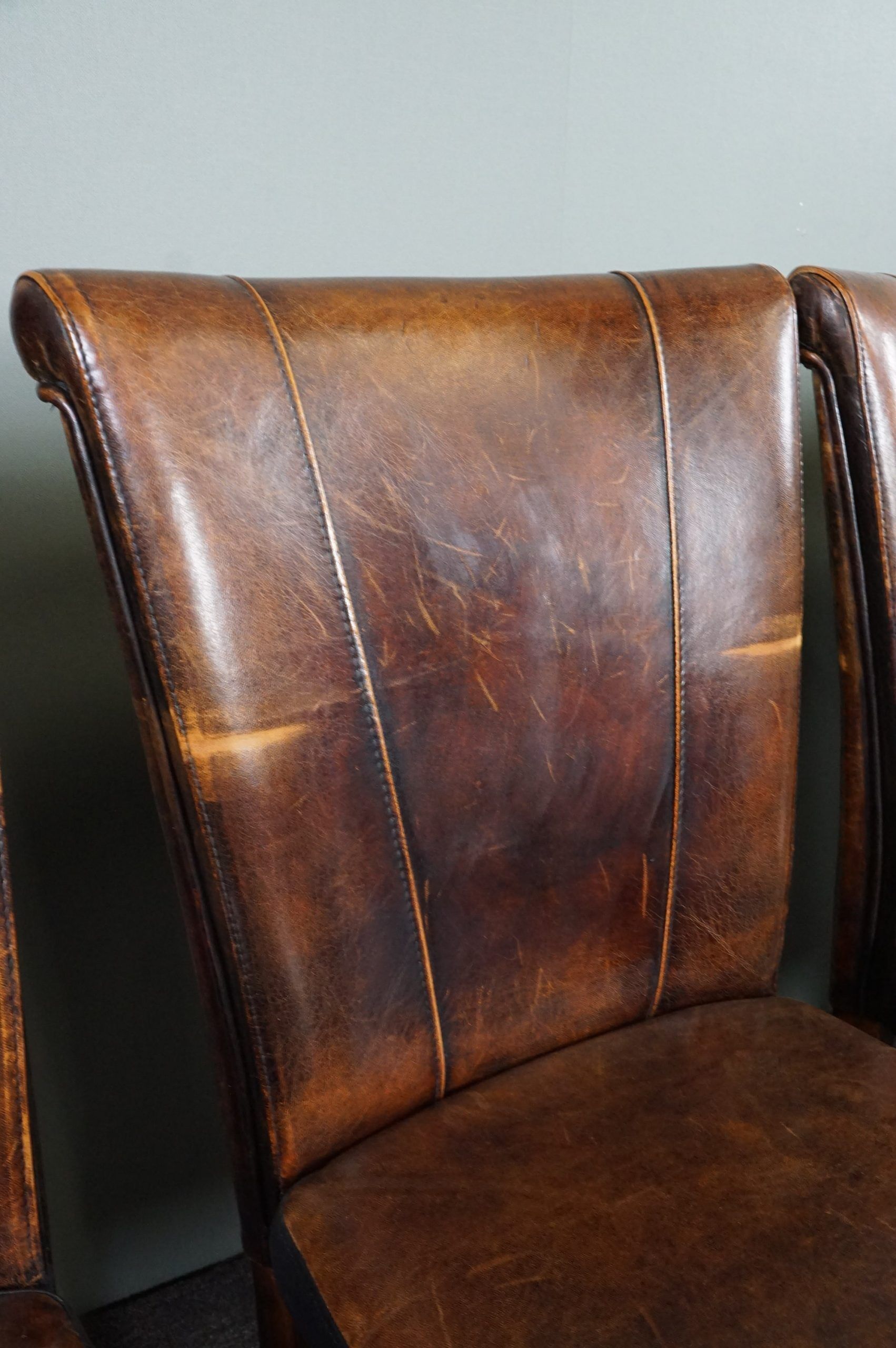 Set of 5 sheepskin dining chairs