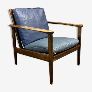 Scandinavian leather armchair 1950