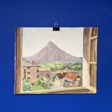 Watercolor mountain landscape