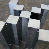 Table basse en verre fumé et chrome 1970