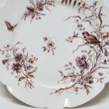Superb Plate Dish on Pedestal 19th Century White Porcelain Bird Decor