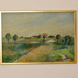 Original Swedish Mid-Century Oil On Board Painting" "Löderup, Skåne " by Acke Fornander