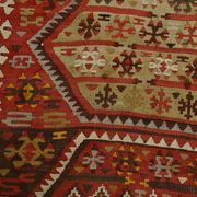 Tapis Kilim en laine beige et rouge 6x13, 193x406 cm