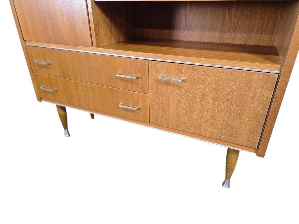 Buffet, meuble bar vitré vintage en bois