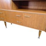 Buffet, meuble bar vitré vintage en bois
