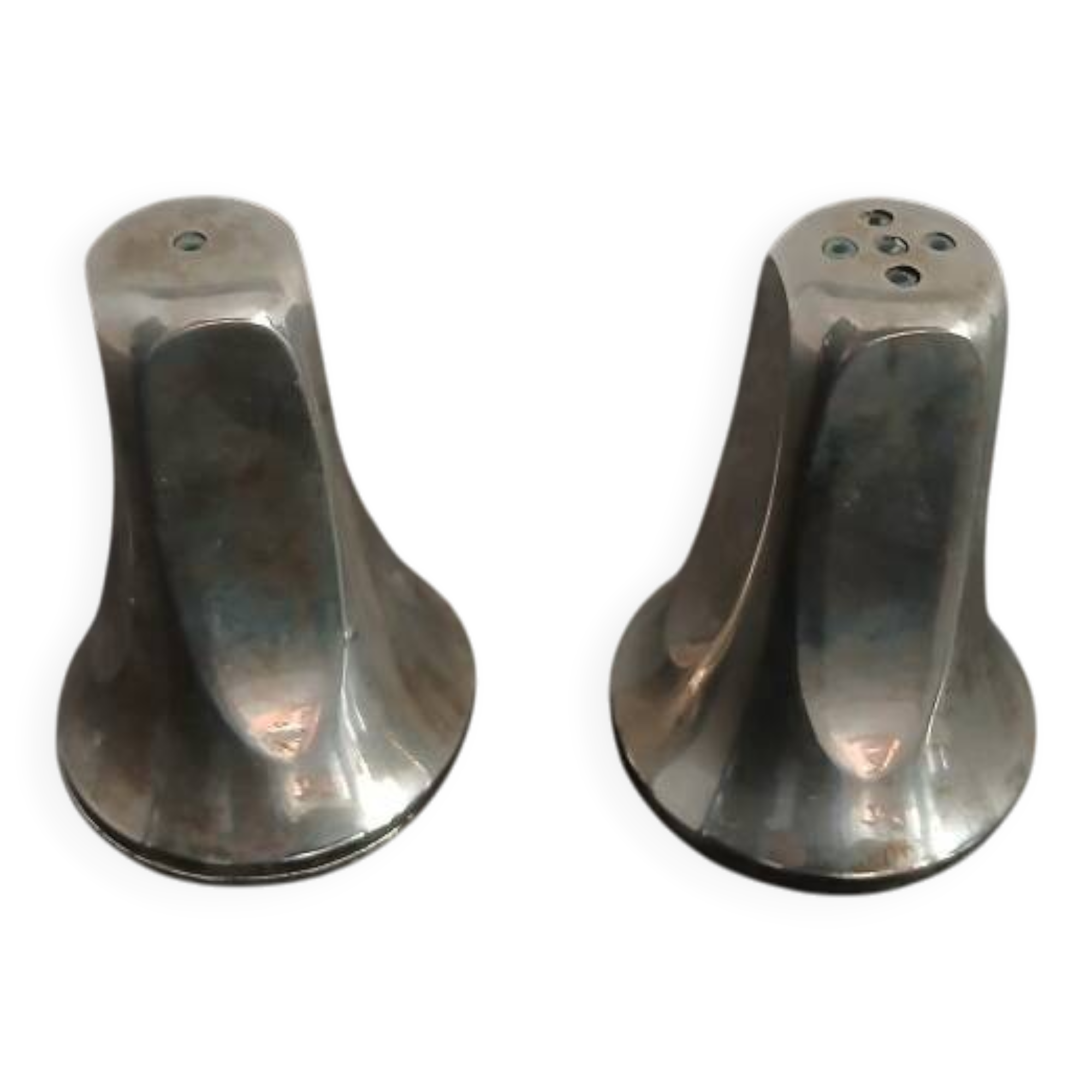 silver-plated salt and pepper shakers - Art Deco period