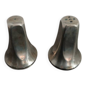 silver-plated salt and pepper shakers - Art Deco period