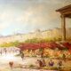 Painting from the 1940s The Flower Market signed Robert Giovani