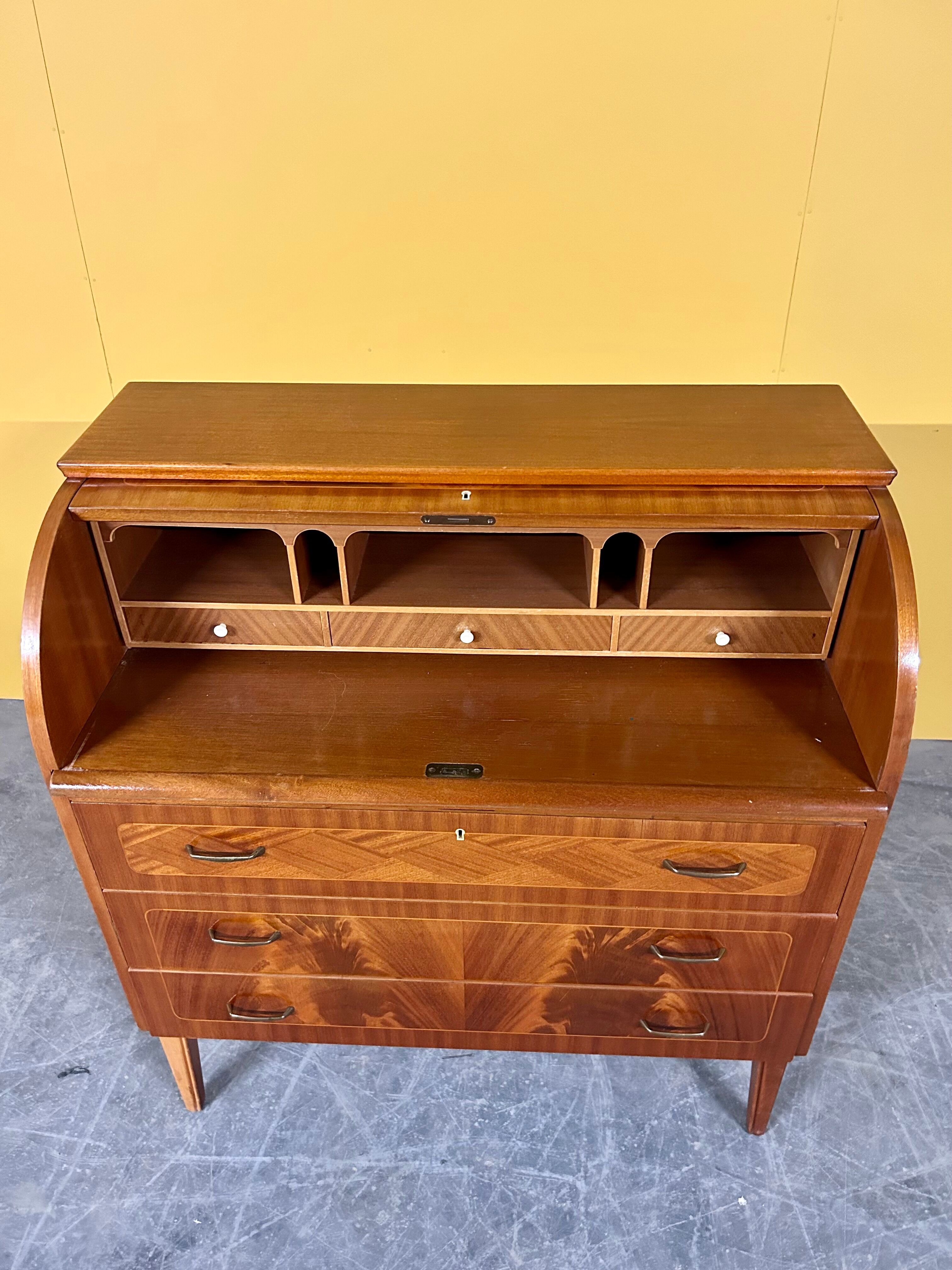 Swedish vintage roll-top desk by Egon Ostergaard, 1960s