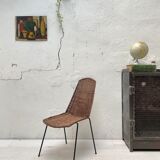 Vintage chair in wicker and metal circa 1950