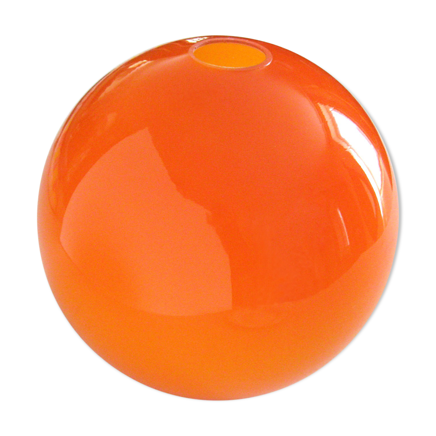 Orange opalin glass globe suspension - vintage 70s