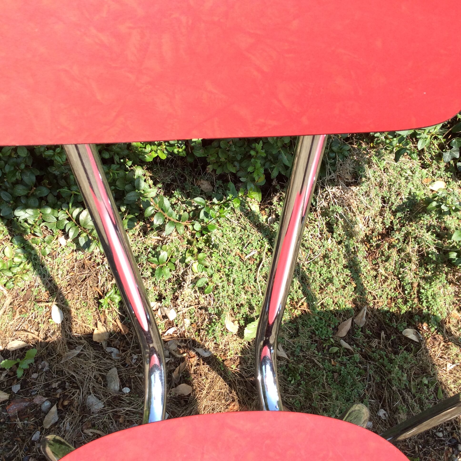 Pair of red Formica chairs from the 70s