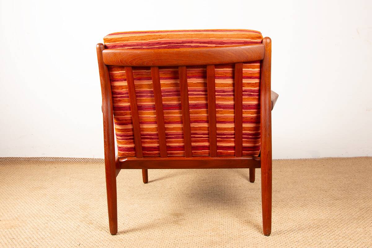 Pair of Danish armchairs in solid teak and fabric, Svend Aage Eriksen 1960.