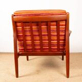 Pair of Danish armchairs in solid teak and fabric, Svend Aage Eriksen 1960.