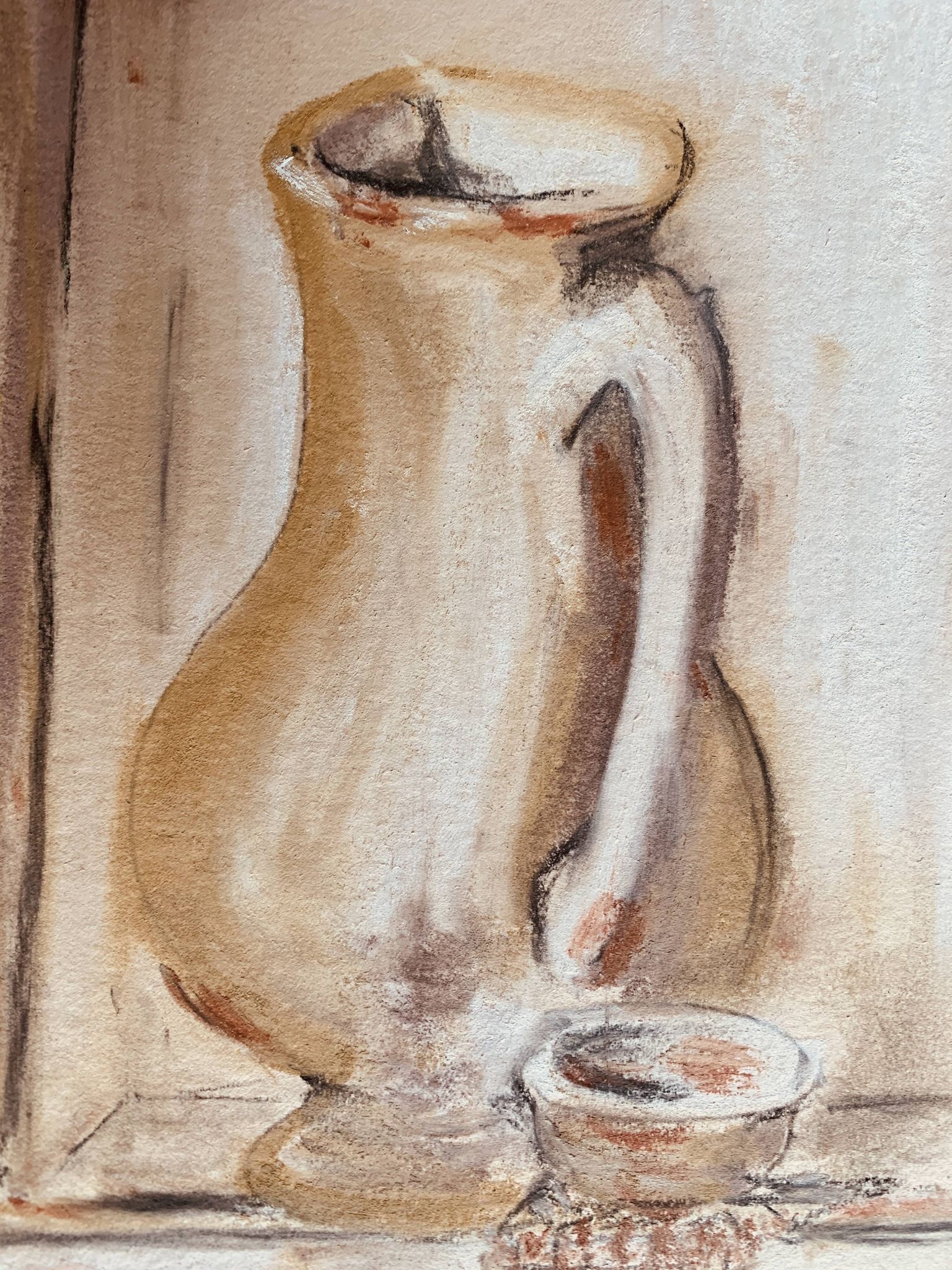 Signed still life painting in Provence "alcove with the jug"