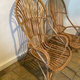 Pair of rattan armchairs