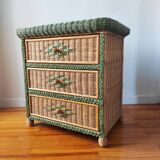 Wicker chest of drawers, 1970s-80s.