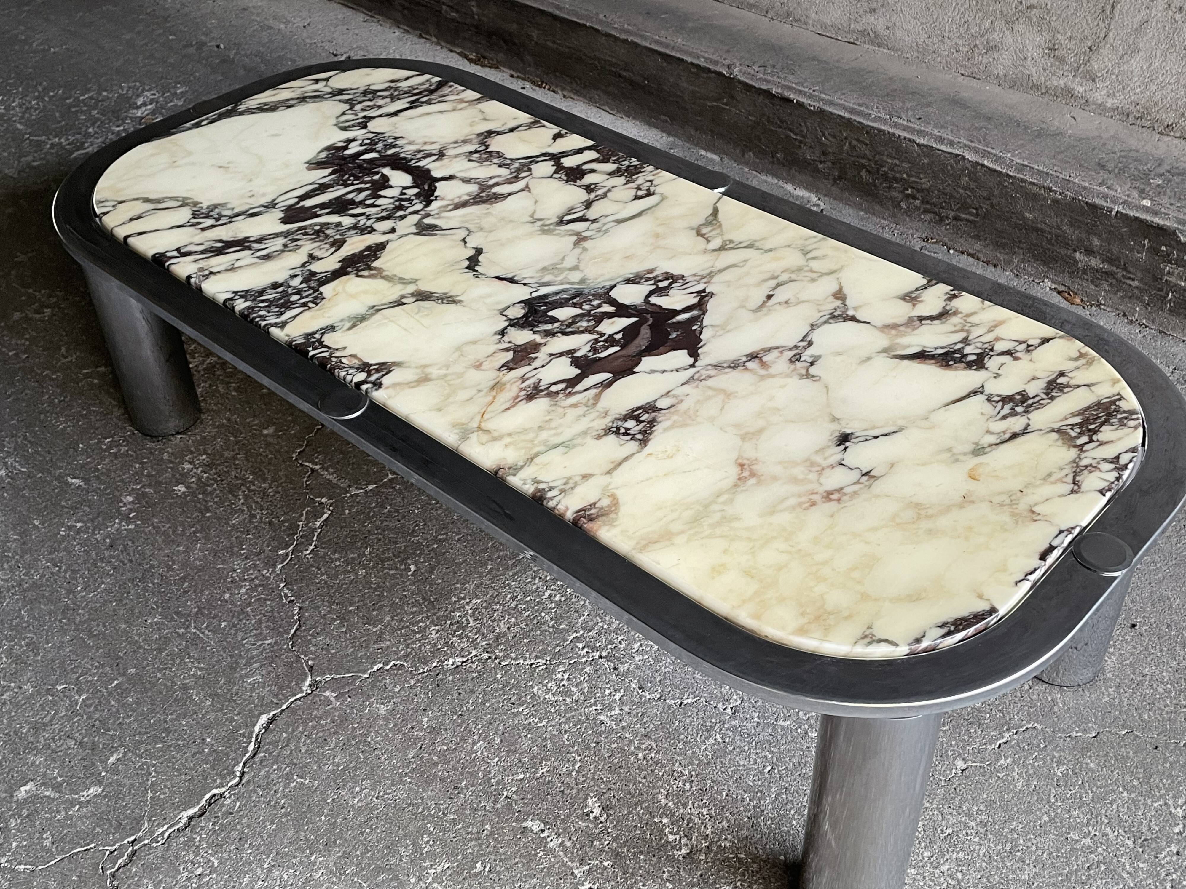 Italian marble and chrome coffee table, 1970s