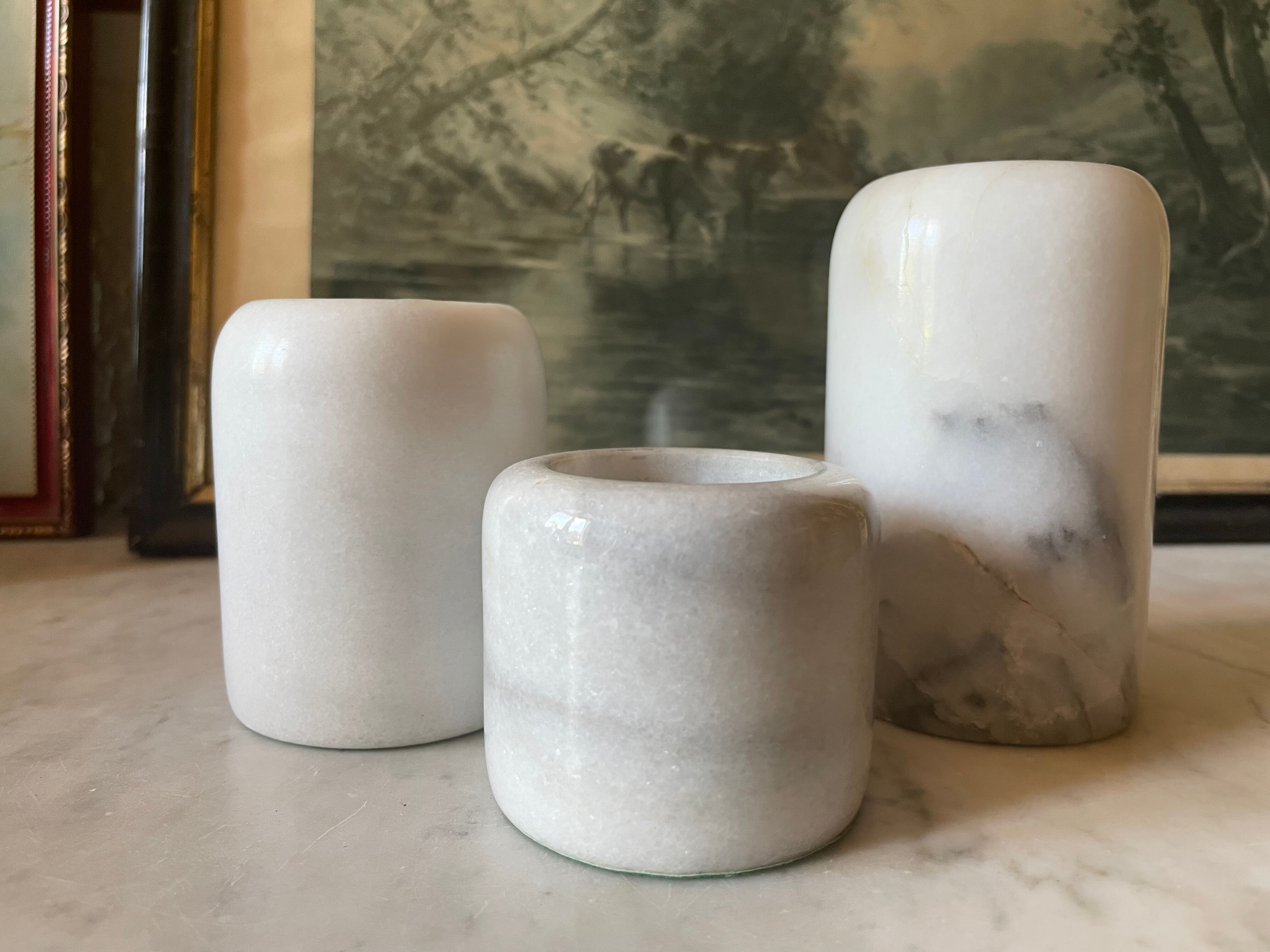 Series of marble candlesticks