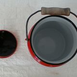 Orange enamelled milk pot, vintage