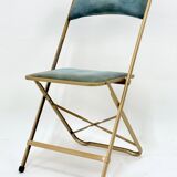 Ancien paire de chaises pliantes chaisor - métal & velours - vintage 60's 70's