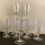 12 antique blown stemmed glasses, Mirabeau model of Baccarat