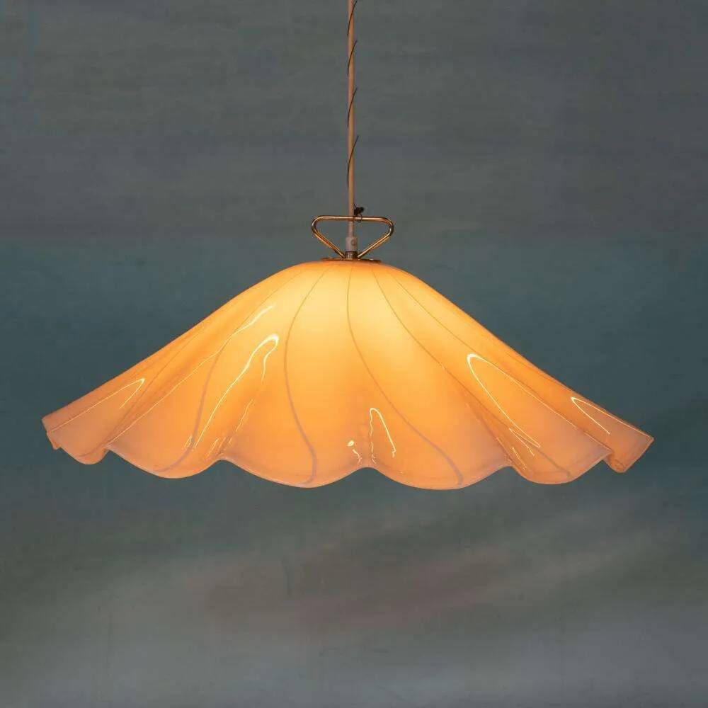 Vintage glass suspension lamp Kalmar Fazzoletto