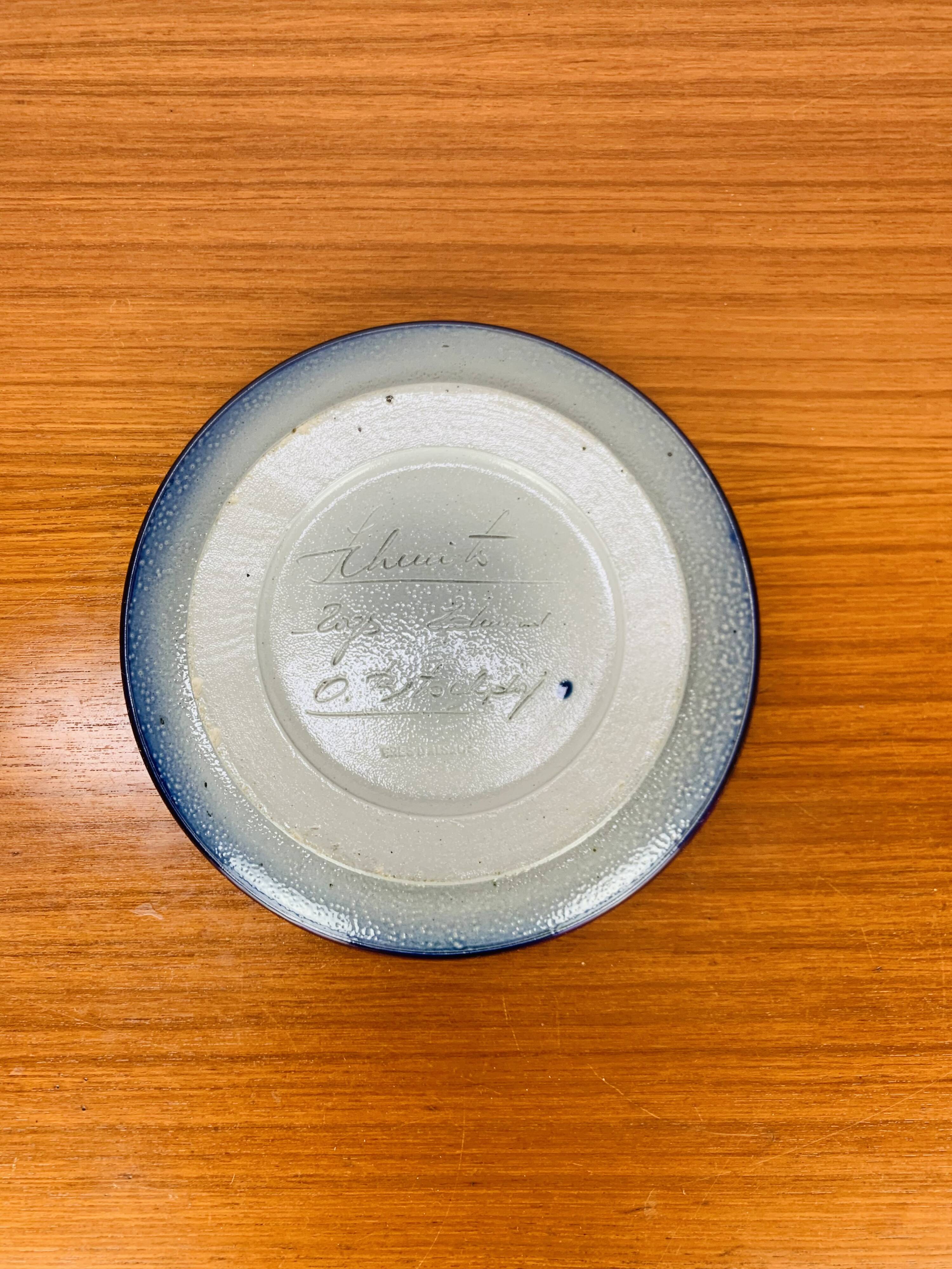 Art Deco Alsace sandstone dish, signed Schmitter in Betschdorf